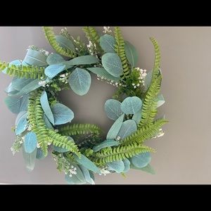 Final sale 12” Wreath. Artificial greens and baby’s breath.